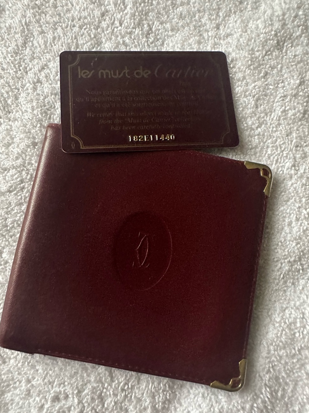 Vintage Cartier Must de Cartier Burgundy Leather Bi-fold Wallet Full Set - Picture 9 of 10